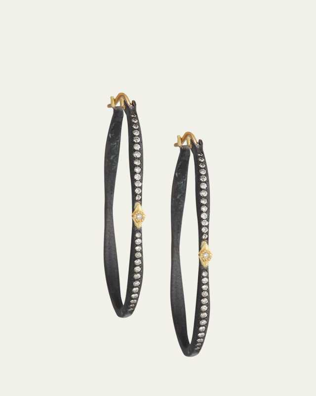 Old World Pave Diamond Side Hoop Earrings
